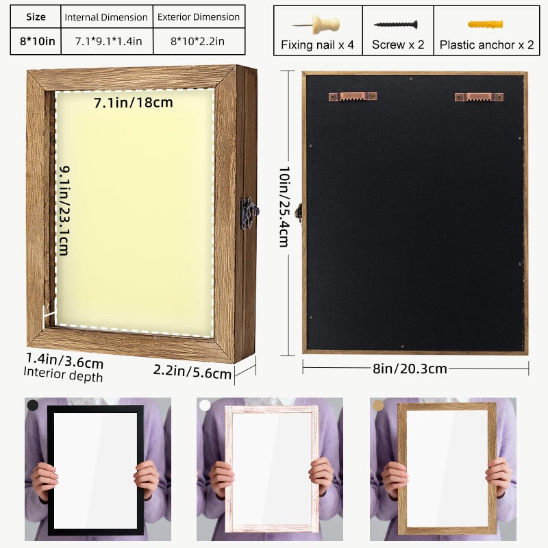 TJMOREE TJ.MOREE Shadow Box Frame 8 x 10 Shadowbox Display Case Picture Frame with Linen Back Memorabilia Bouquet Medals Military Photos Memory Box - Image 2